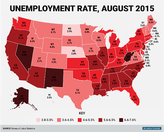 一张图告诉你美国各州失业率图片